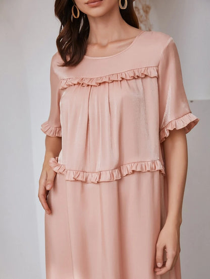 SHEIN ROMWE Solid Frill Maxi Dress