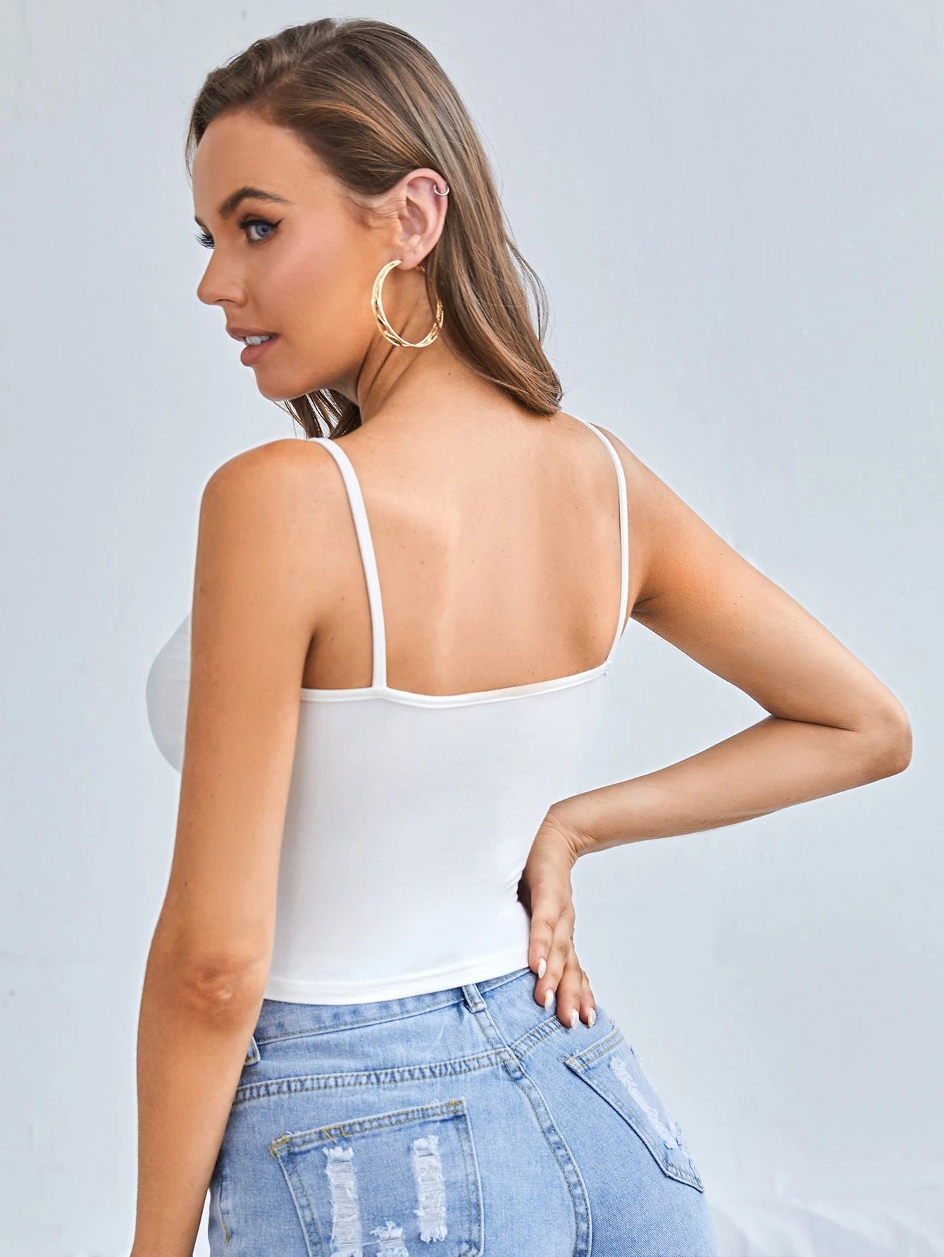 SHEIN EZwear Crisscross Cropped Cami Top