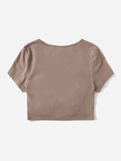 SHEIN Drawstring Ruched Crop Top