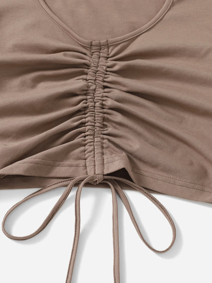 SHEIN Drawstring Ruched Crop Top