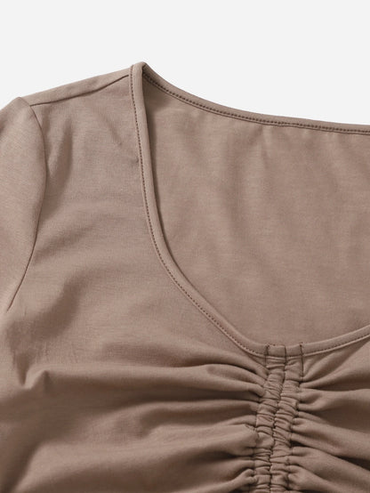 SHEIN Drawstring Ruched Crop Top