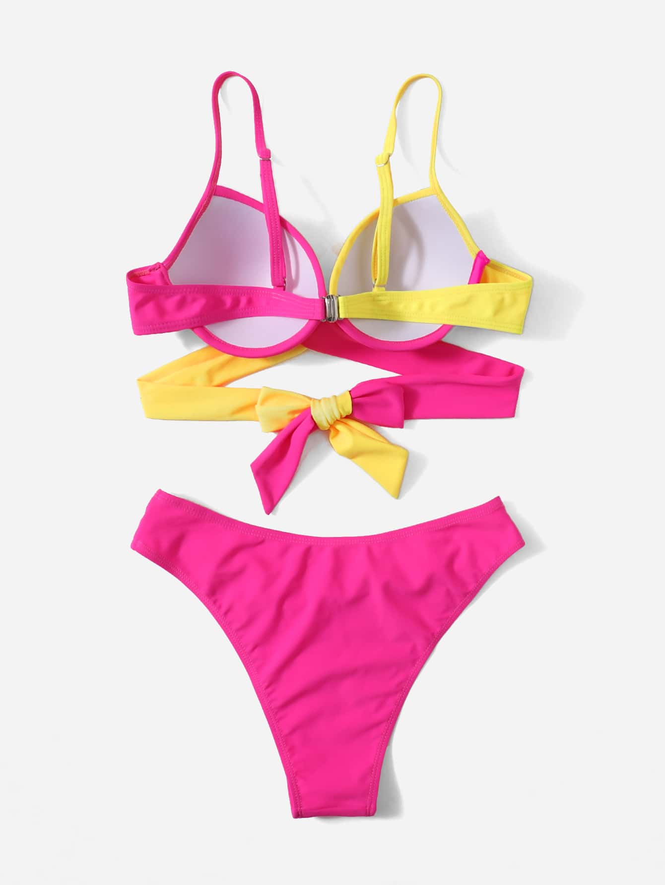 SHEIN Beach Two-Tone Wrap Push-Up Bikini Set