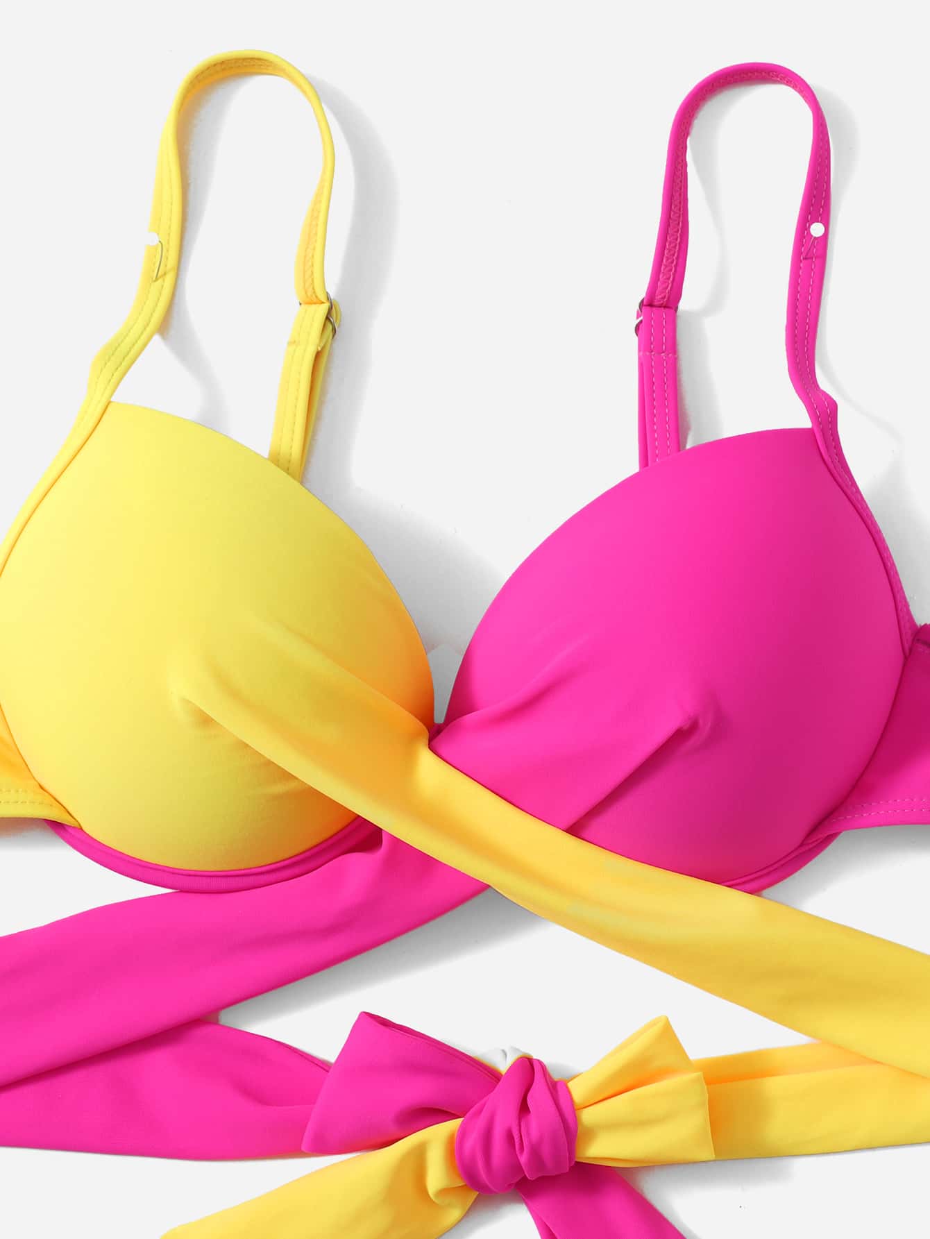 SHEIN Beach Two-Tone Wrap Push-Up Bikini Set