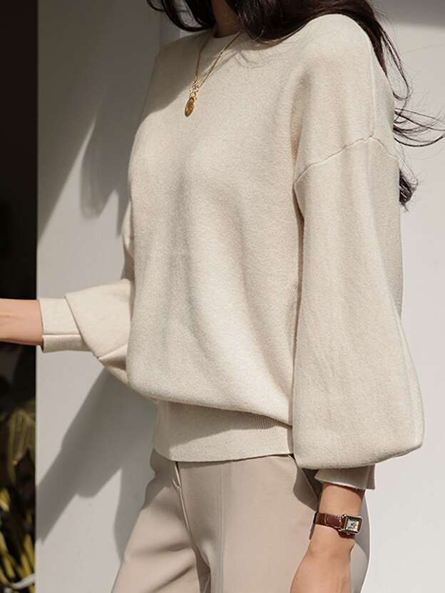 SHEIN DAZY Solid Knit Pullover Sweater