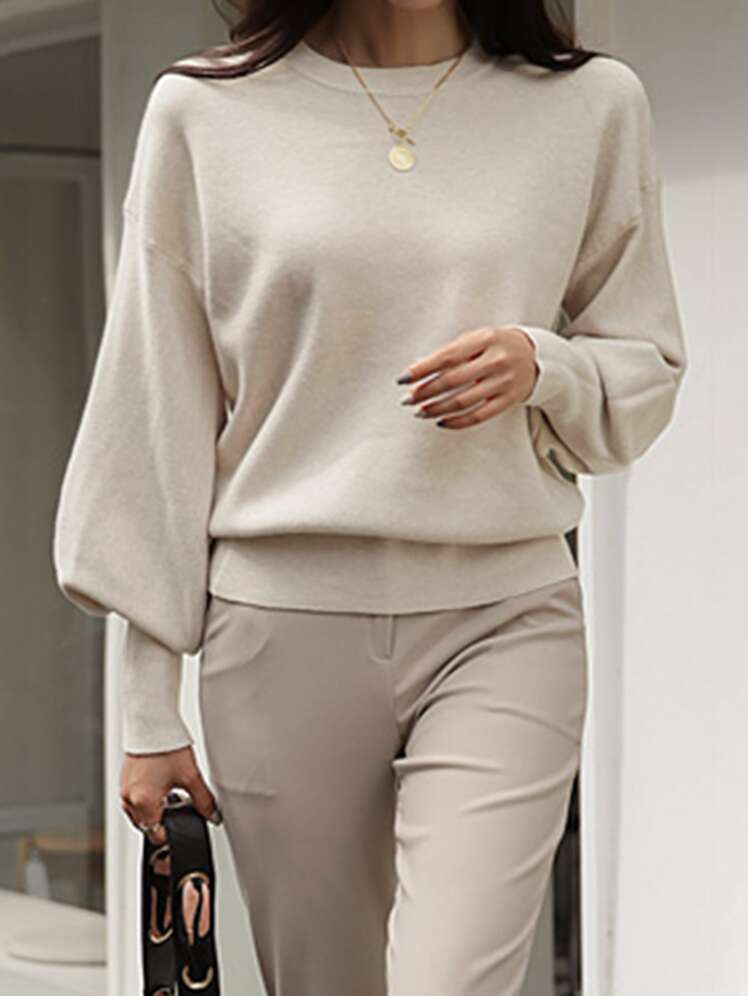 SHEIN DAZY Solid Knit Pullover Sweater