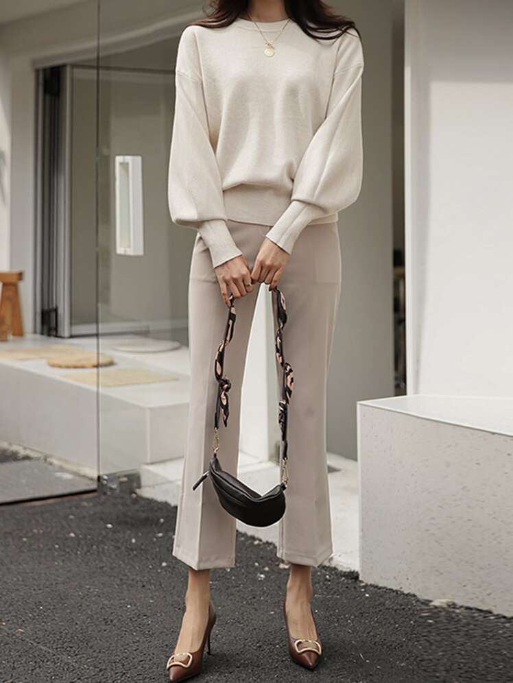 SHEIN DAZY Solid Knit Pullover Sweater