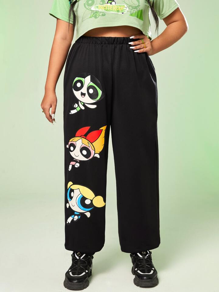 SHEIN x Powerpuff Girls Cartoon Sweatpants
