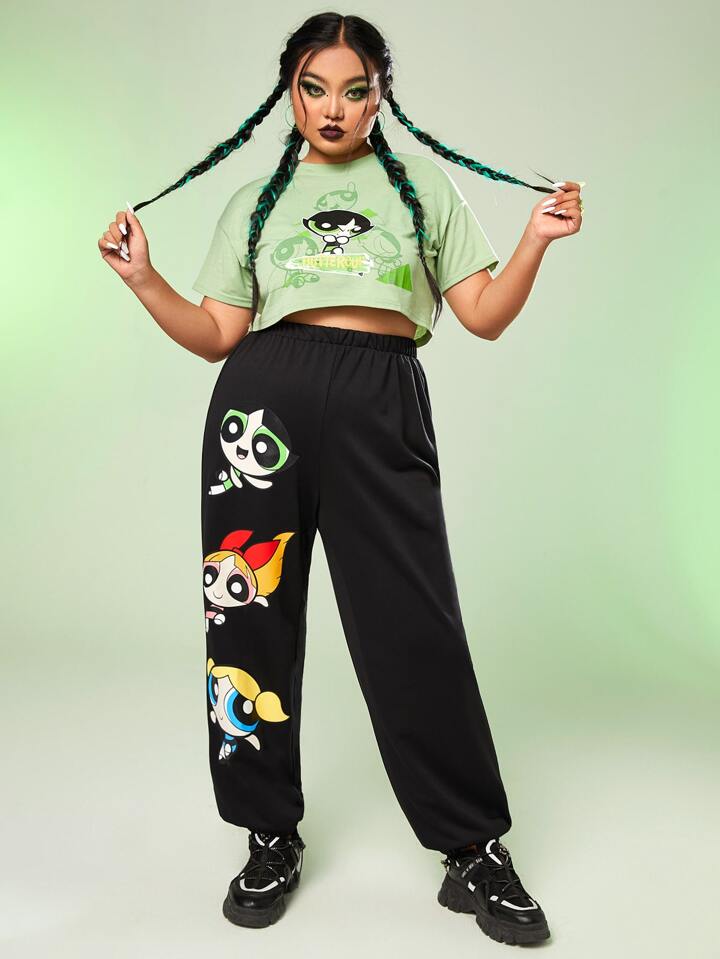 SHEIN x Powerpuff Girls Cartoon Sweatpants