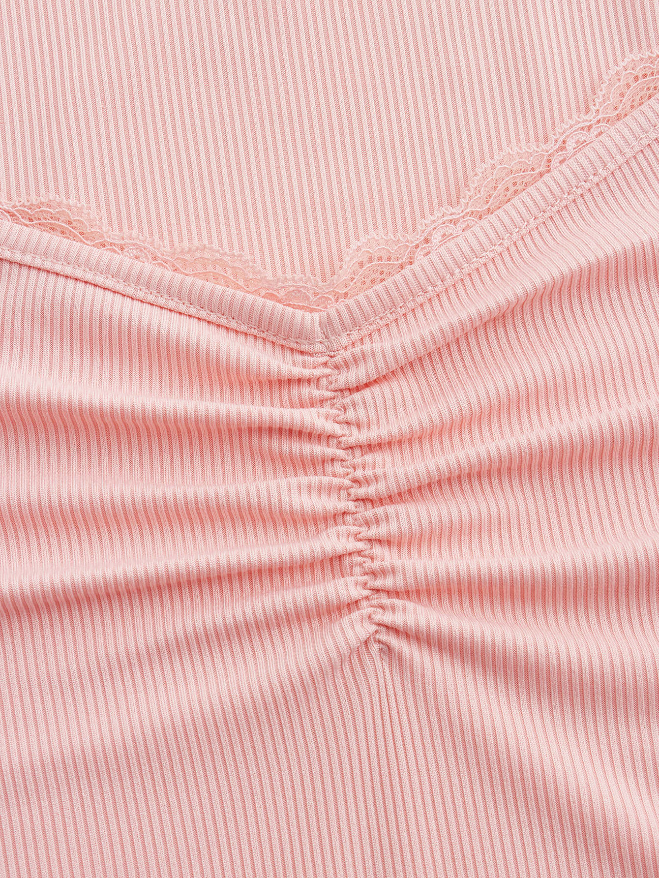 ROMWE SWEETHEART NECK RUCHED RIBBED TEE