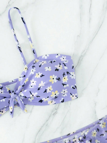 SHEIN Floral Bikini Set with Beach Skirt