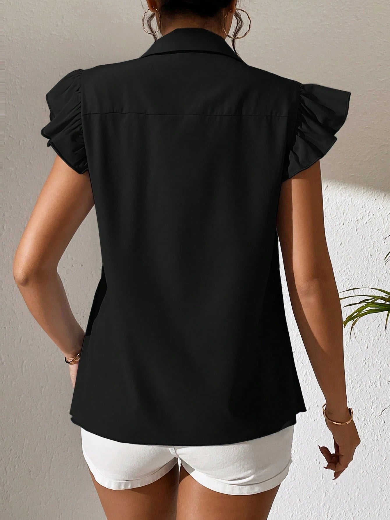 Shein Calvaya Ruffle Pleated Shirt