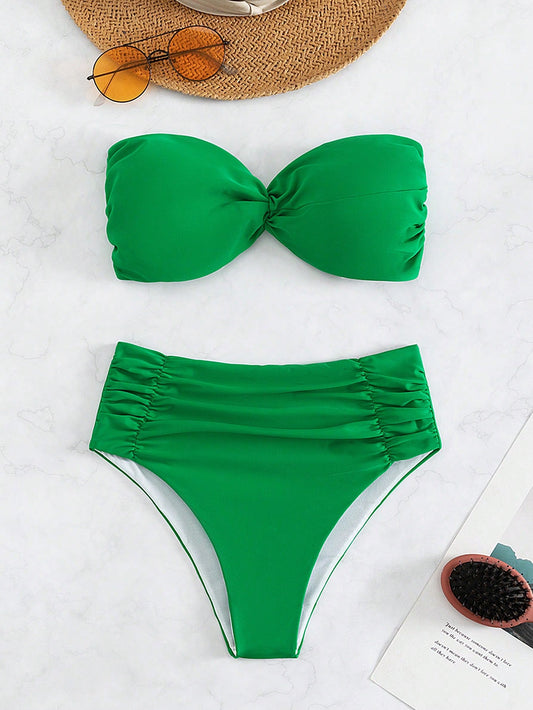 SHEIN Beach Twist Bandeau Bikini Set