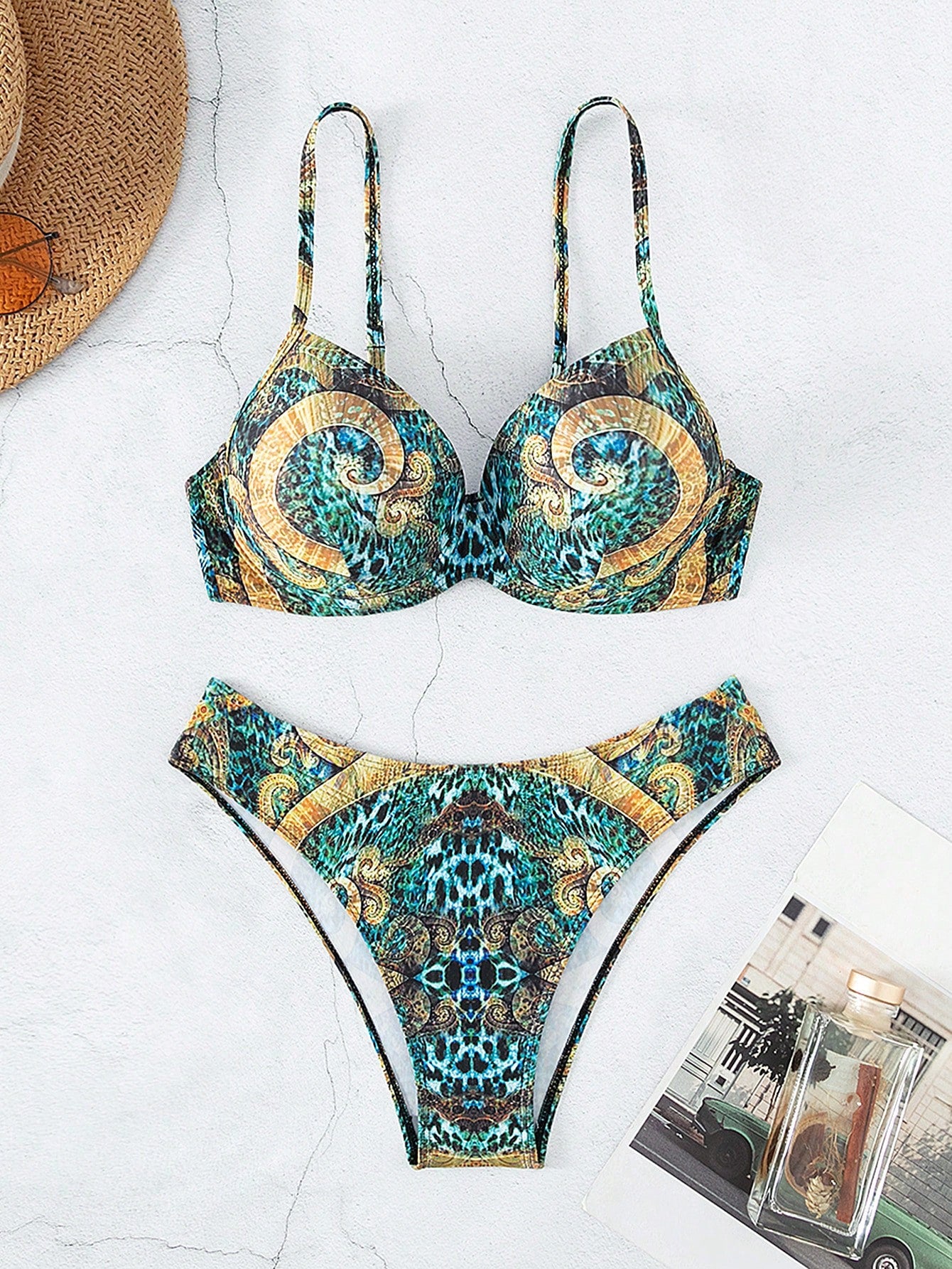 SHEIN All‑Over Print Push‑Up Bikini Set
