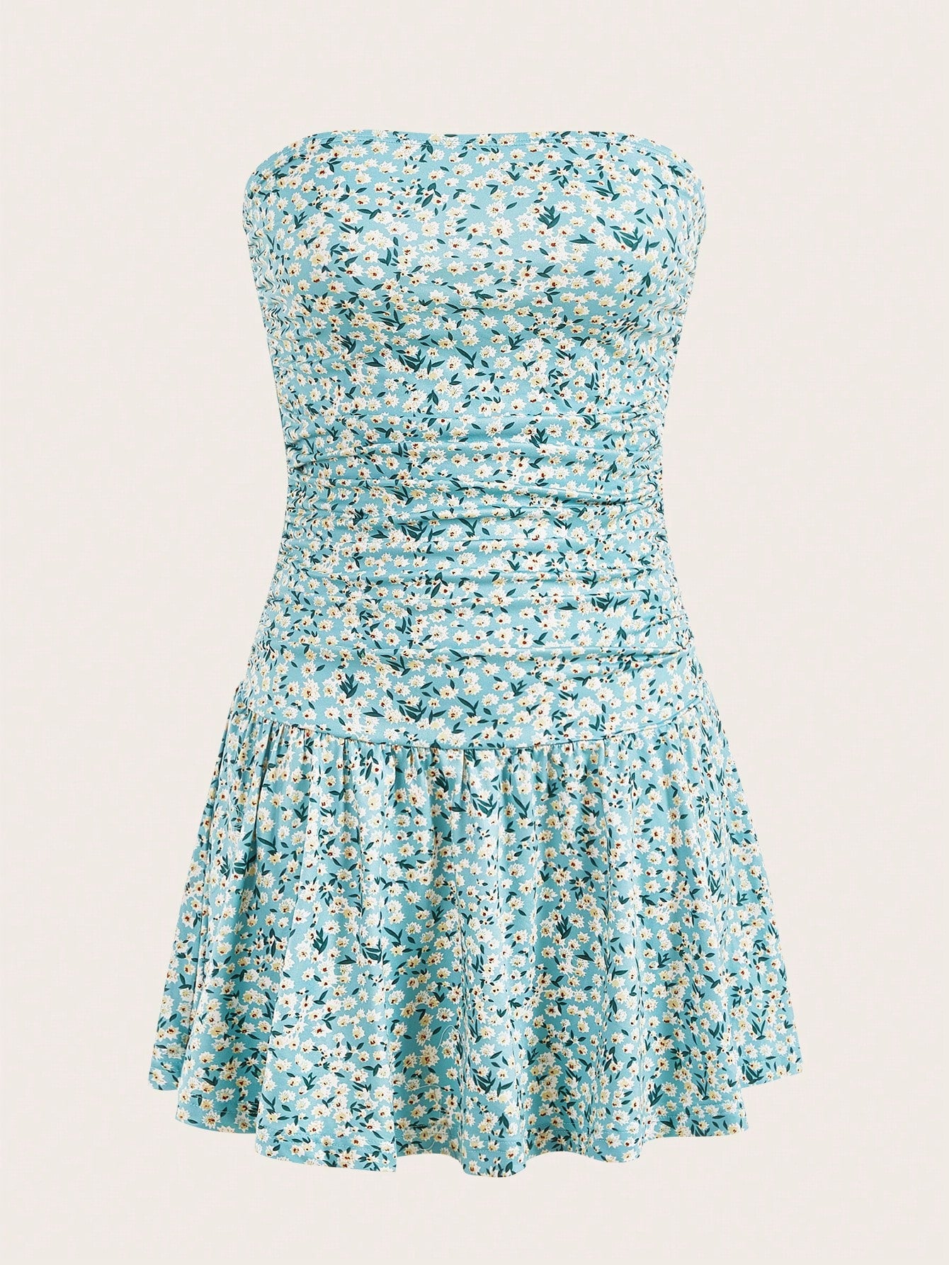 Shein Ditsy Floral Ruffle Tube Dress