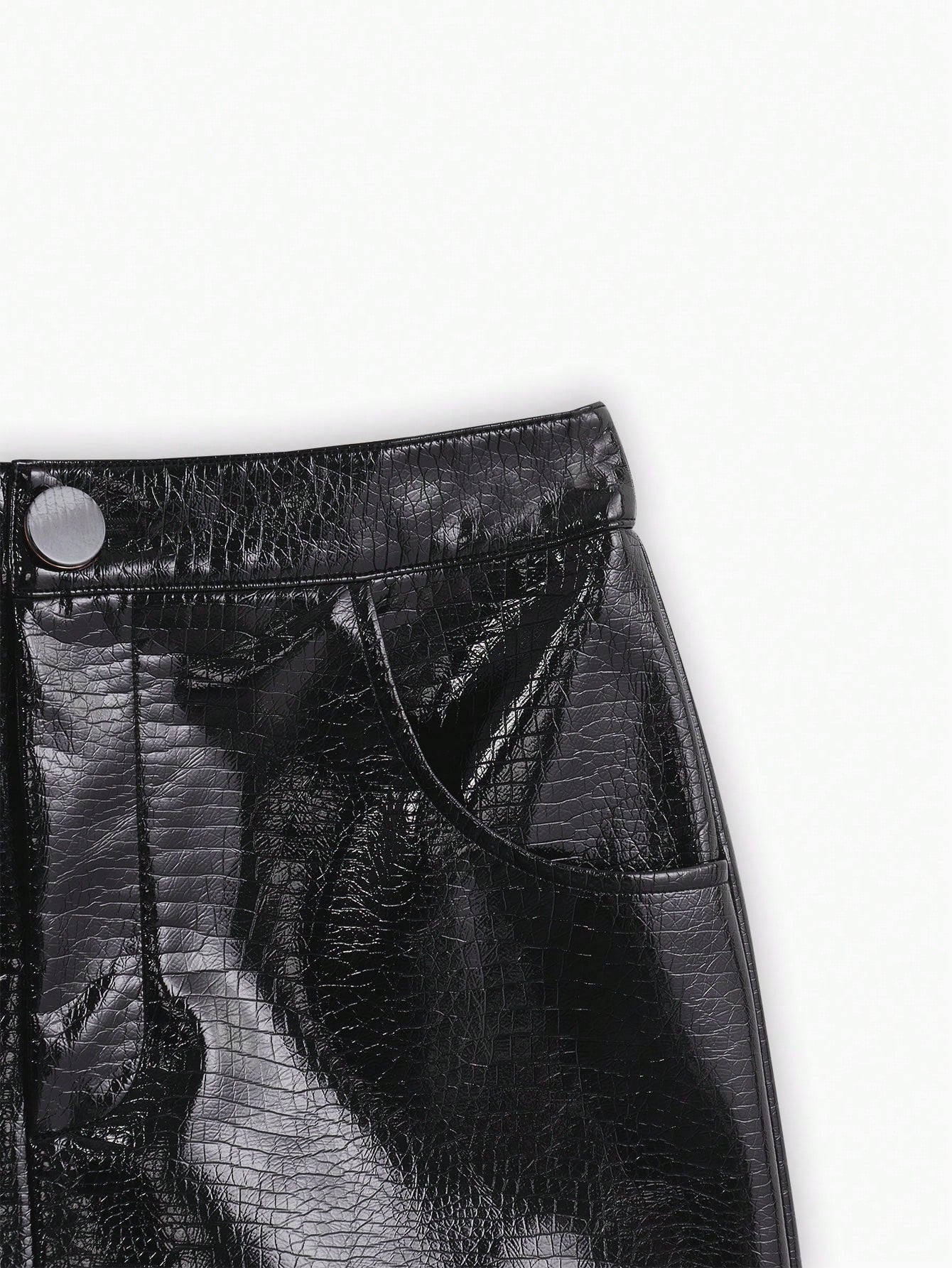 SHEIN MOTF Croco-Embossed Mini Skirt