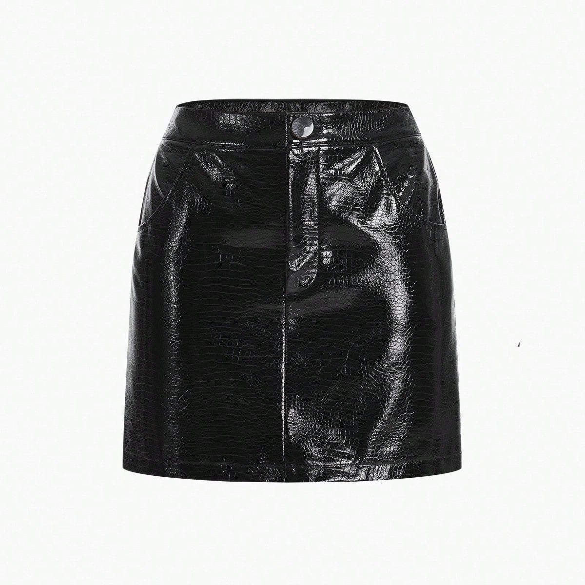 SHEIN MOTF Croco-Embossed Mini Skirt