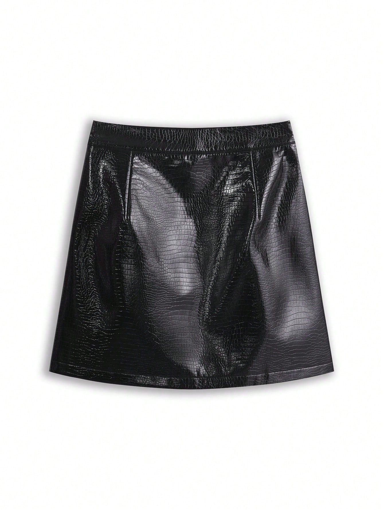 SHEIN MOTF Croco-Embossed Mini Skirt