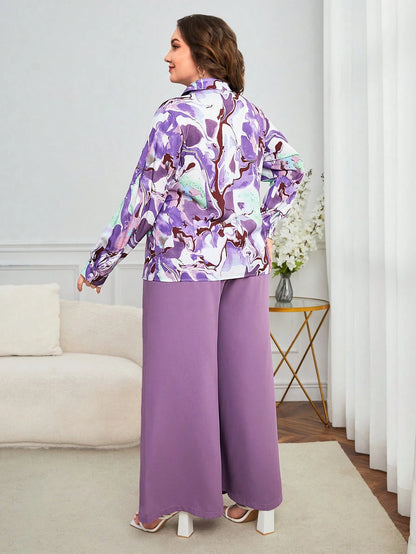 SHEIN Plus Marble Print Set 2 Pieces