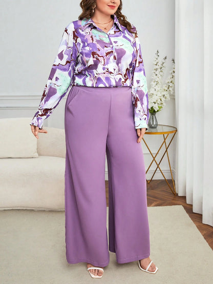 SHEIN Plus Marble Print Set 2 Pieces