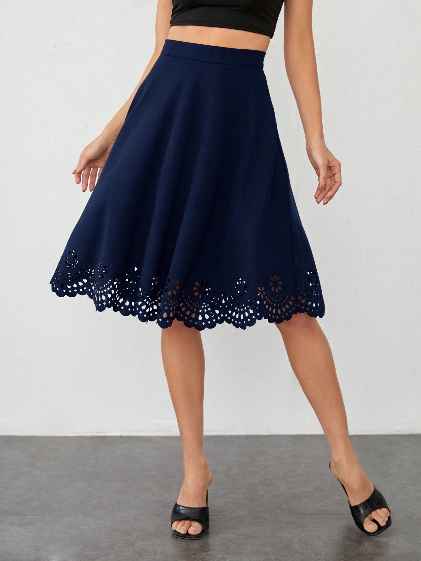 Shein Clasi Scalloped Trim Skirt