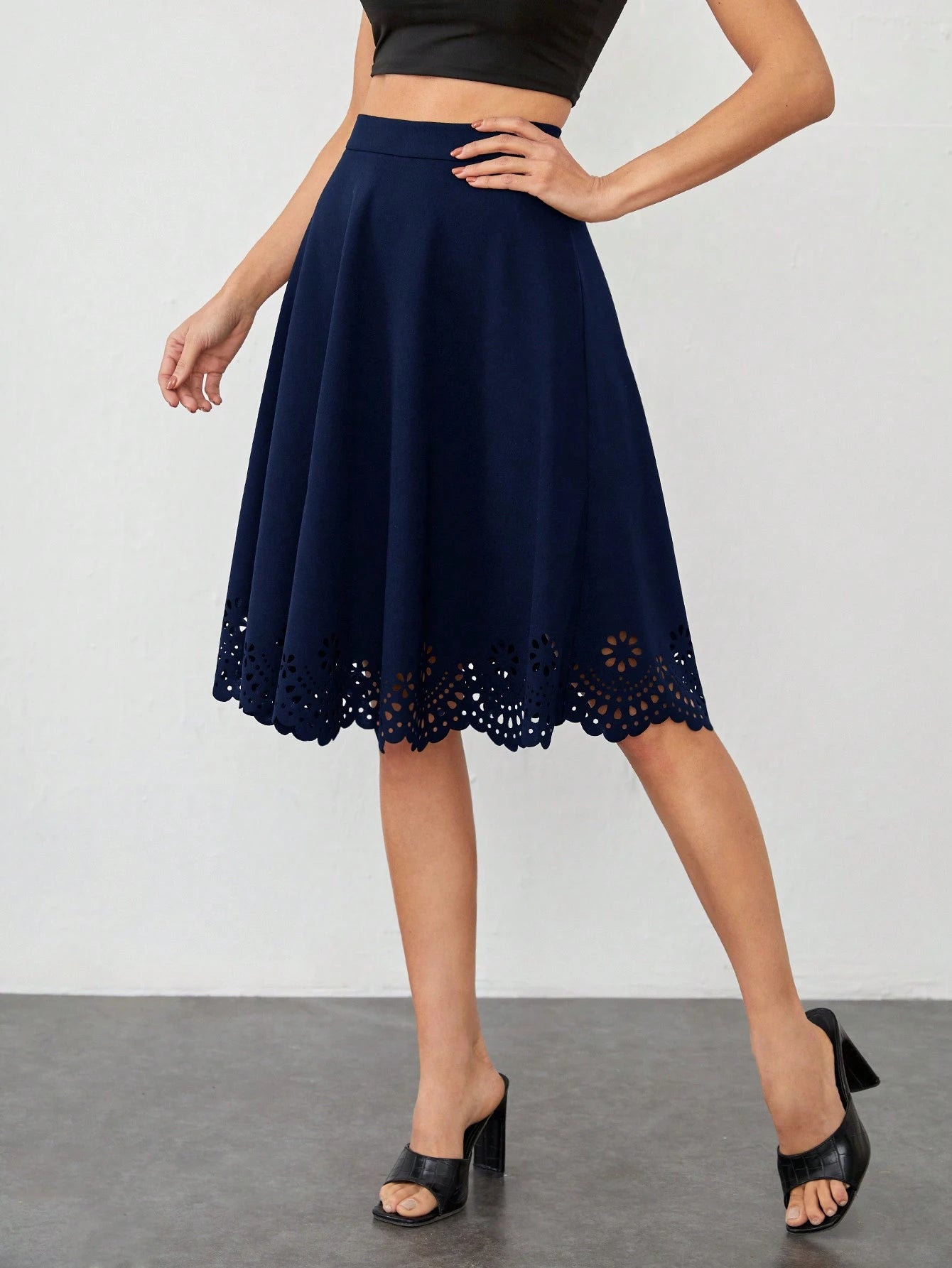 Shein Clasi Scalloped Trim Skirt