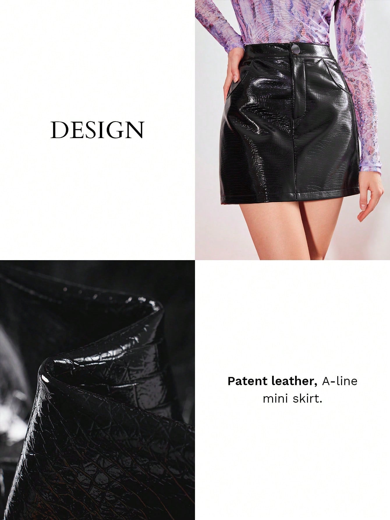 SHEIN MOTF Croco-Embossed Mini Skirt