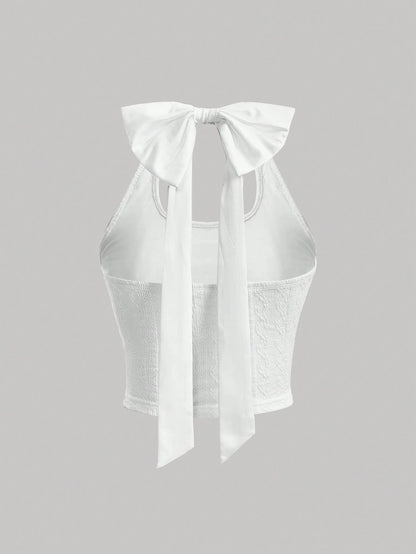 SHEIN MOD Halter Neck Bow Tie Top