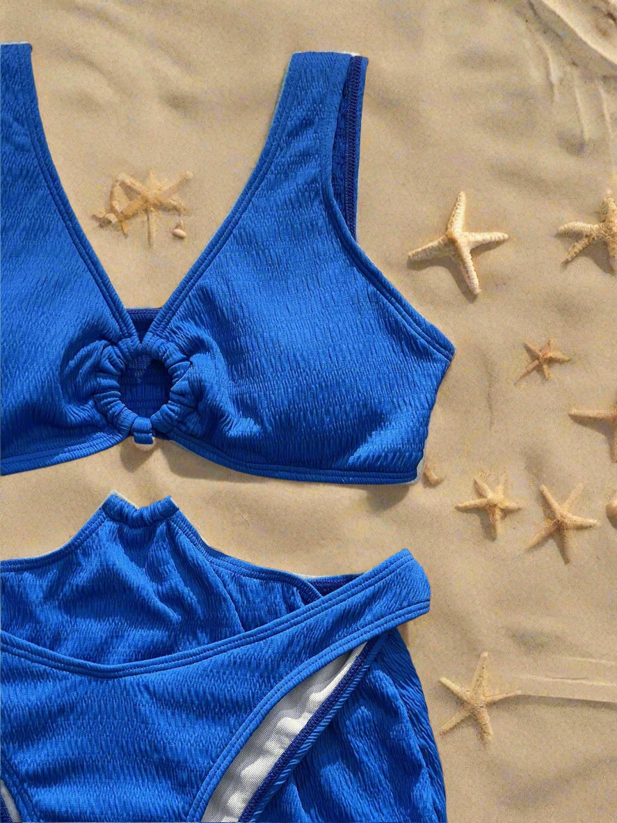SHEIN Swim Cutout Ring Detail Tankini Set
