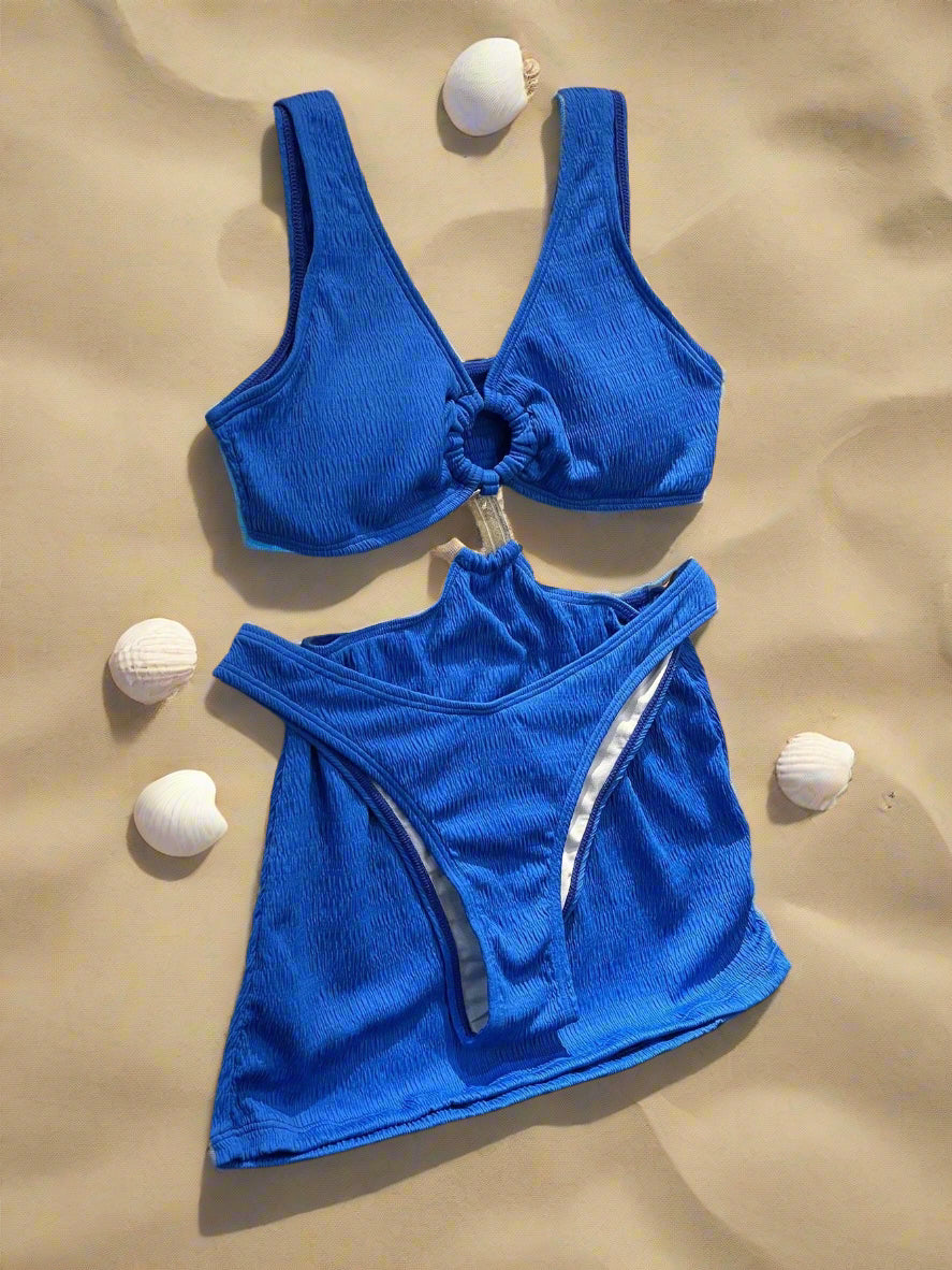 SHEIN Swim Cutout Ring Detail Tankini Set