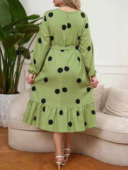 Shein Polka Dot Long Sleeve Dress – kiwi 🥝