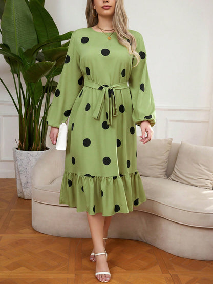 Shein Polka Dot Long Sleeve Dress – kiwi 🥝