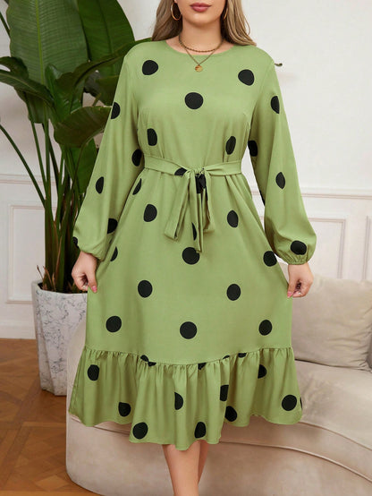 Shein Polka Dot Long Sleeve Dress – kiwi 🥝