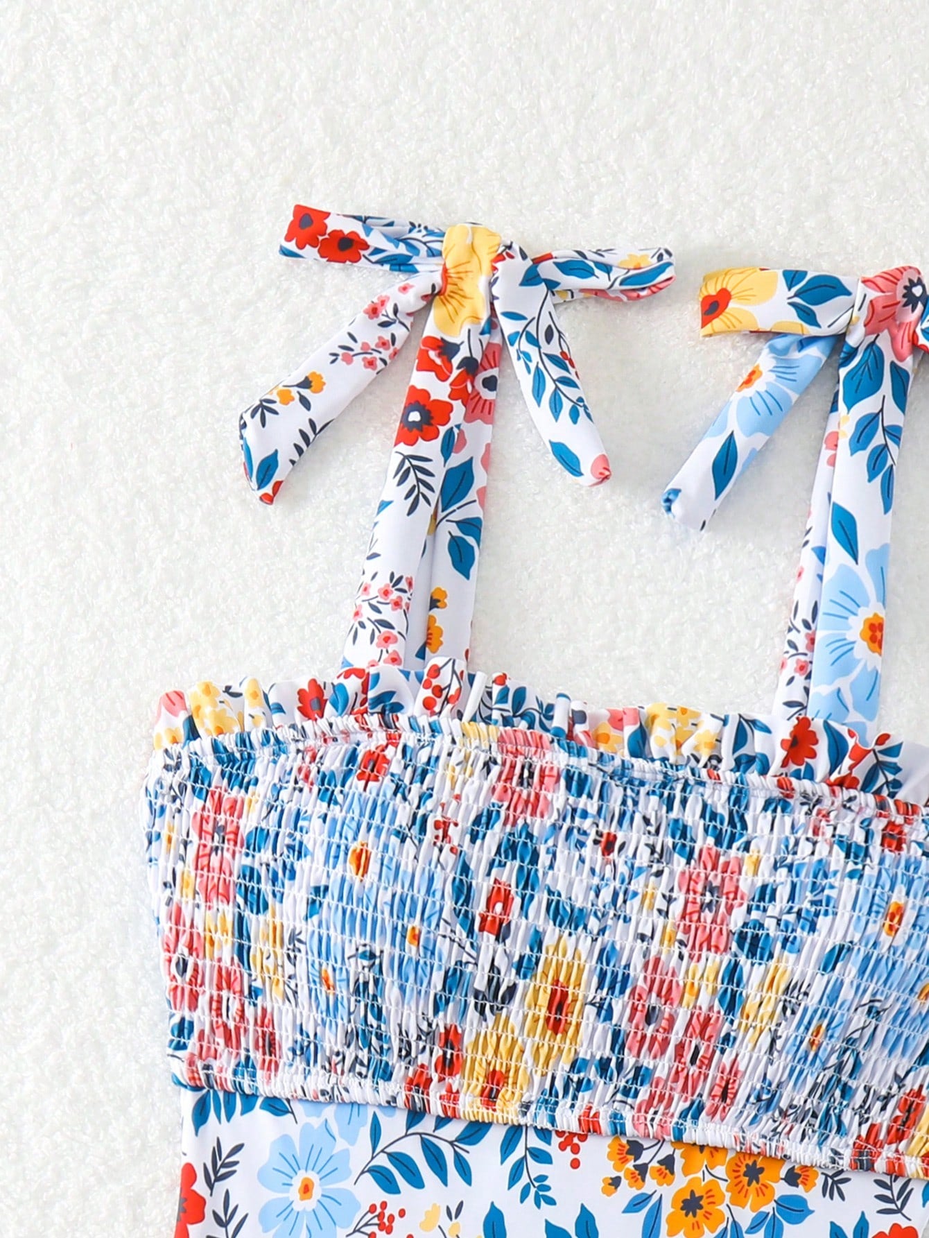 SHEIN DAZY Smocked Floral One-Piece Swimsuit