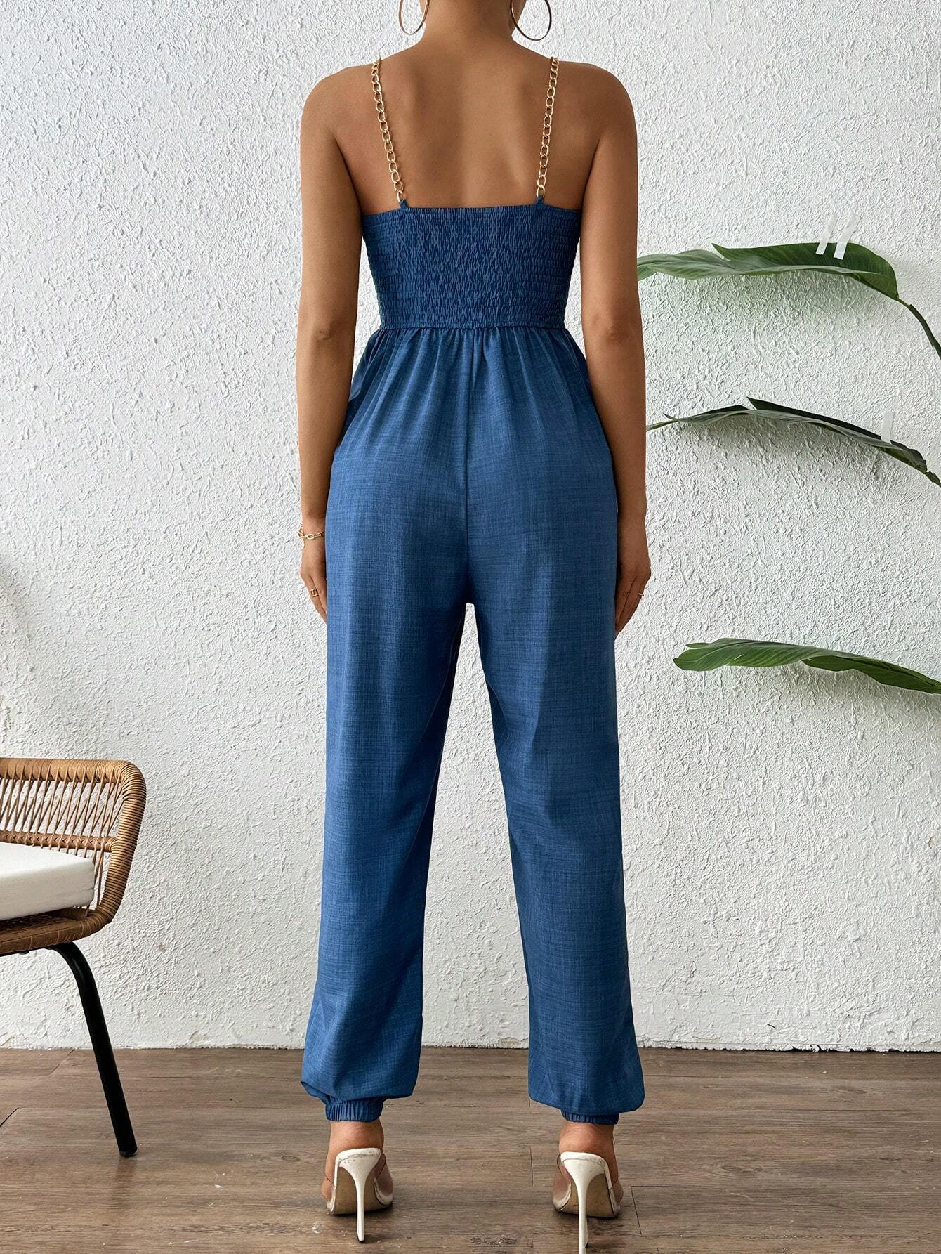 SHEIN Essnce Metallic Strappy Jumpsuit