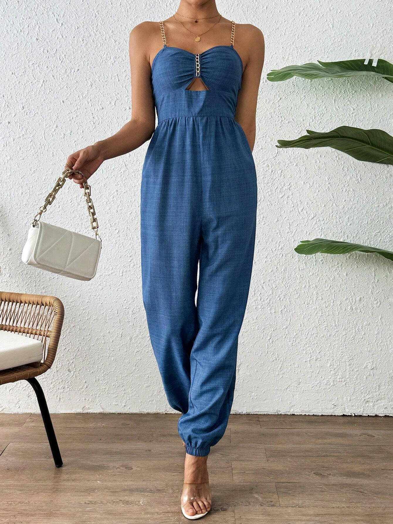 SHEIN Essnce Metallic Strappy Jumpsuit