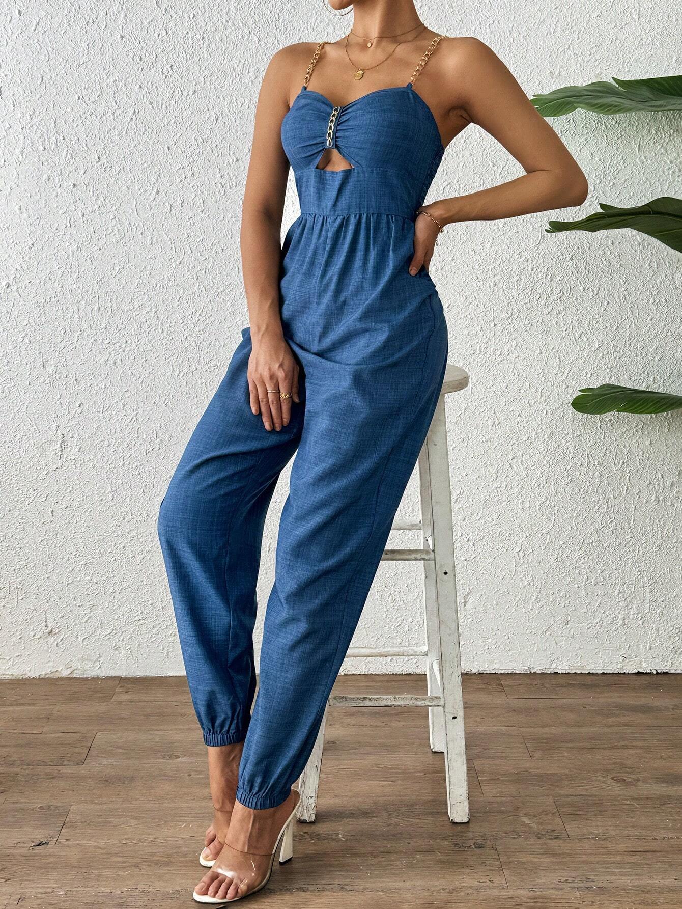 SHEIN Essnce Metallic Strappy Jumpsuit
