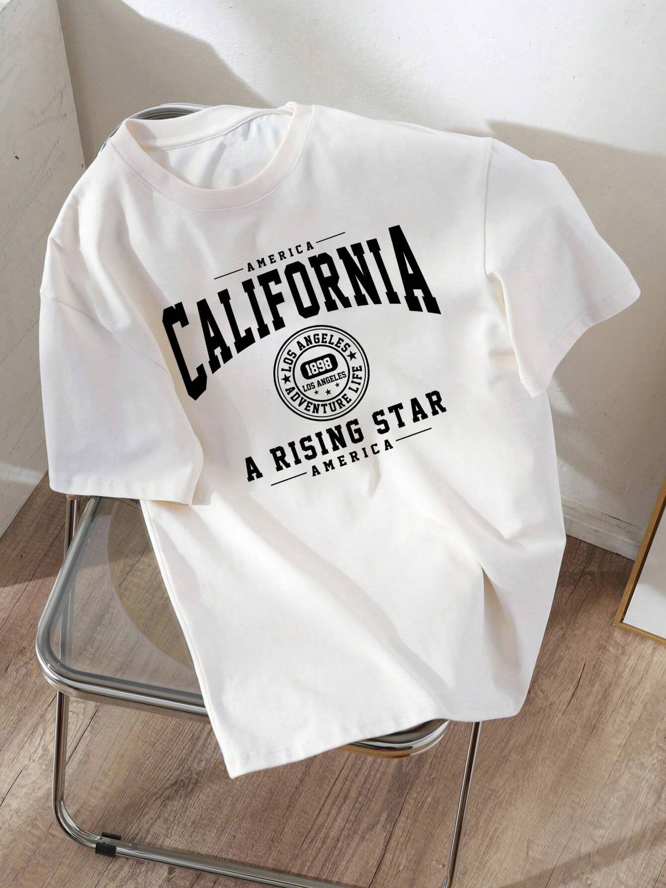 SHEIN EZwear California Graphic Oversized Tee