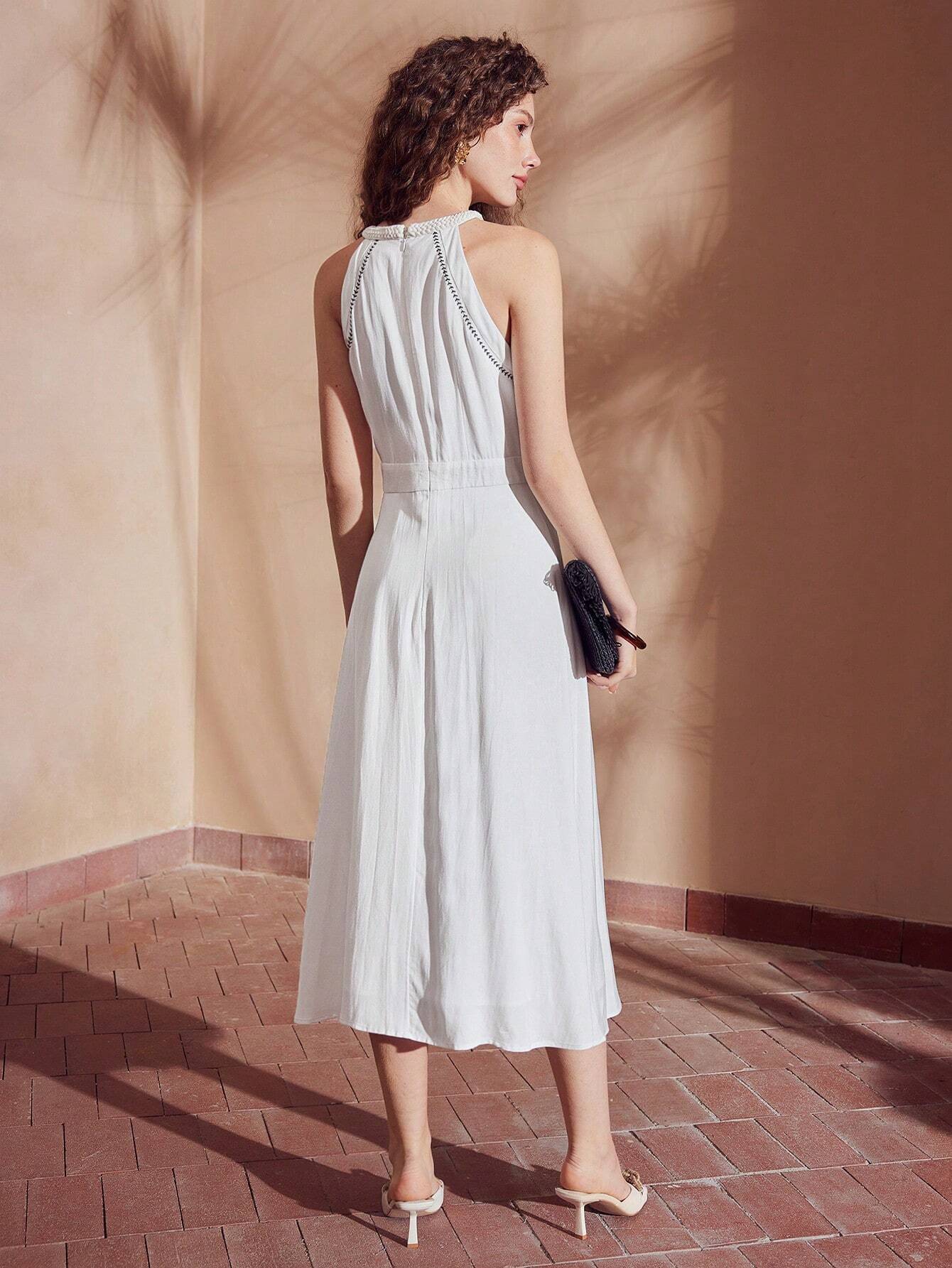 SHEIN MOTF Linen Halter Dress