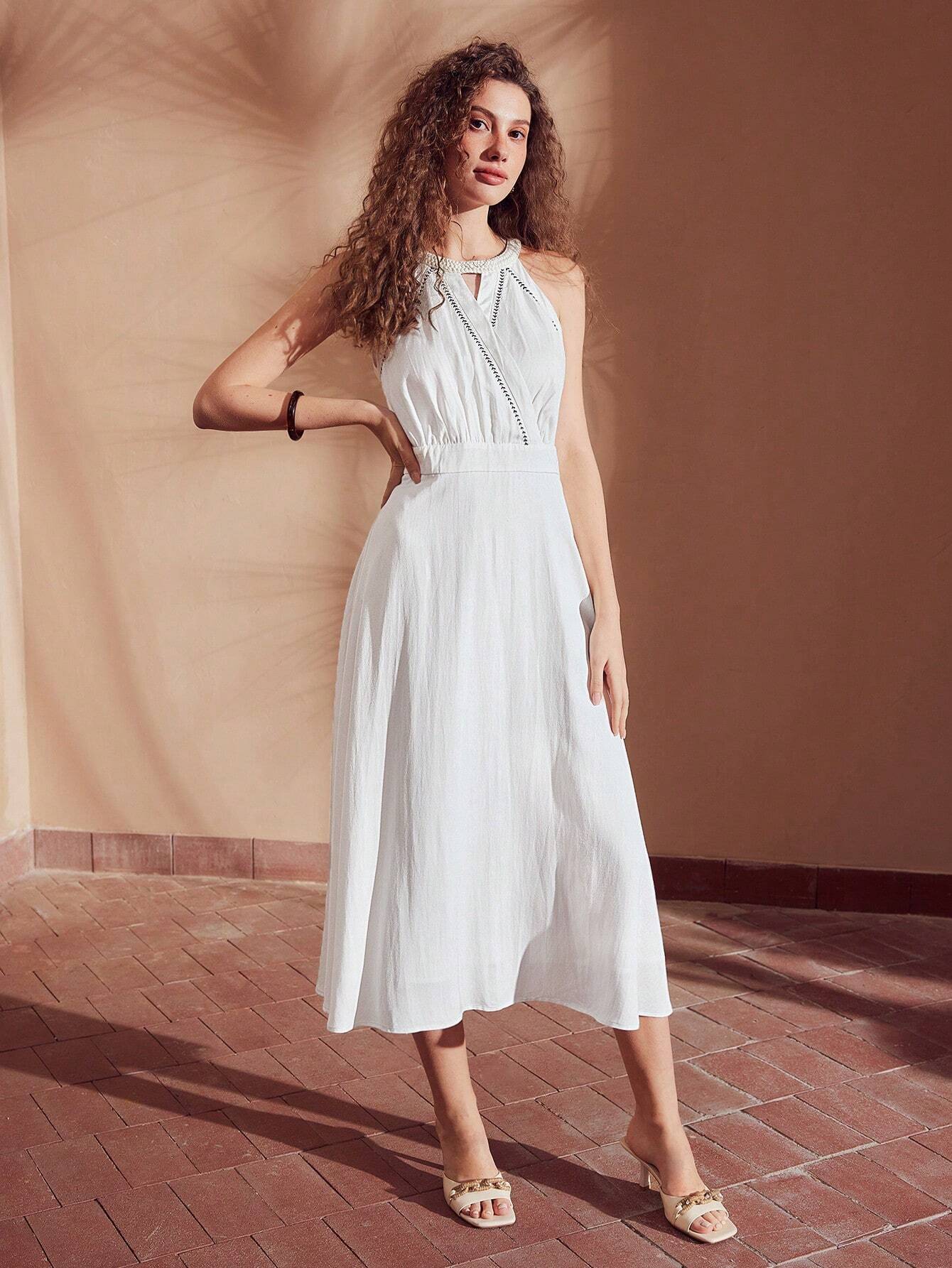 SHEIN MOTF Linen Halter Dress