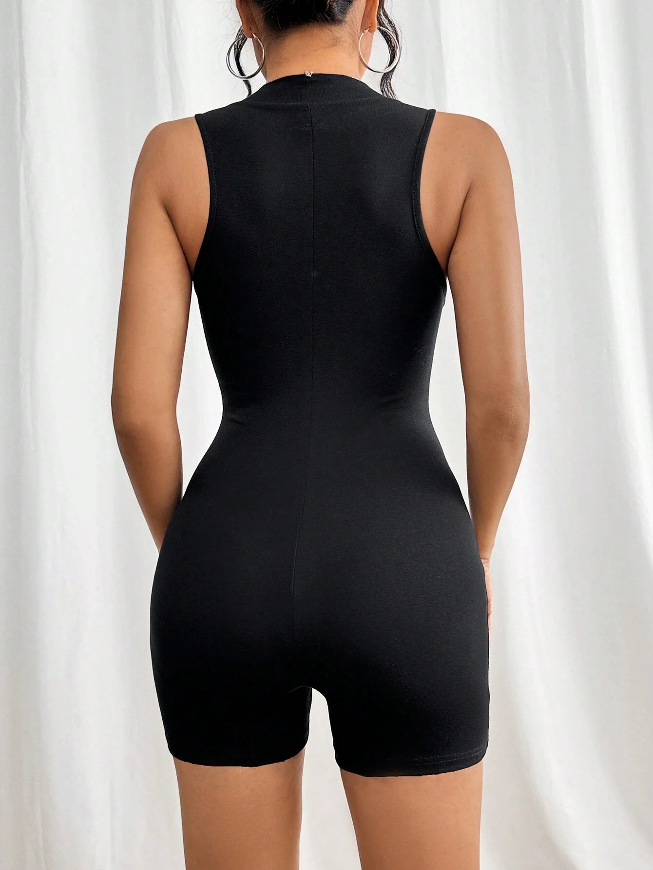 SHEIN Privé Lucky Girl Zipper Romper