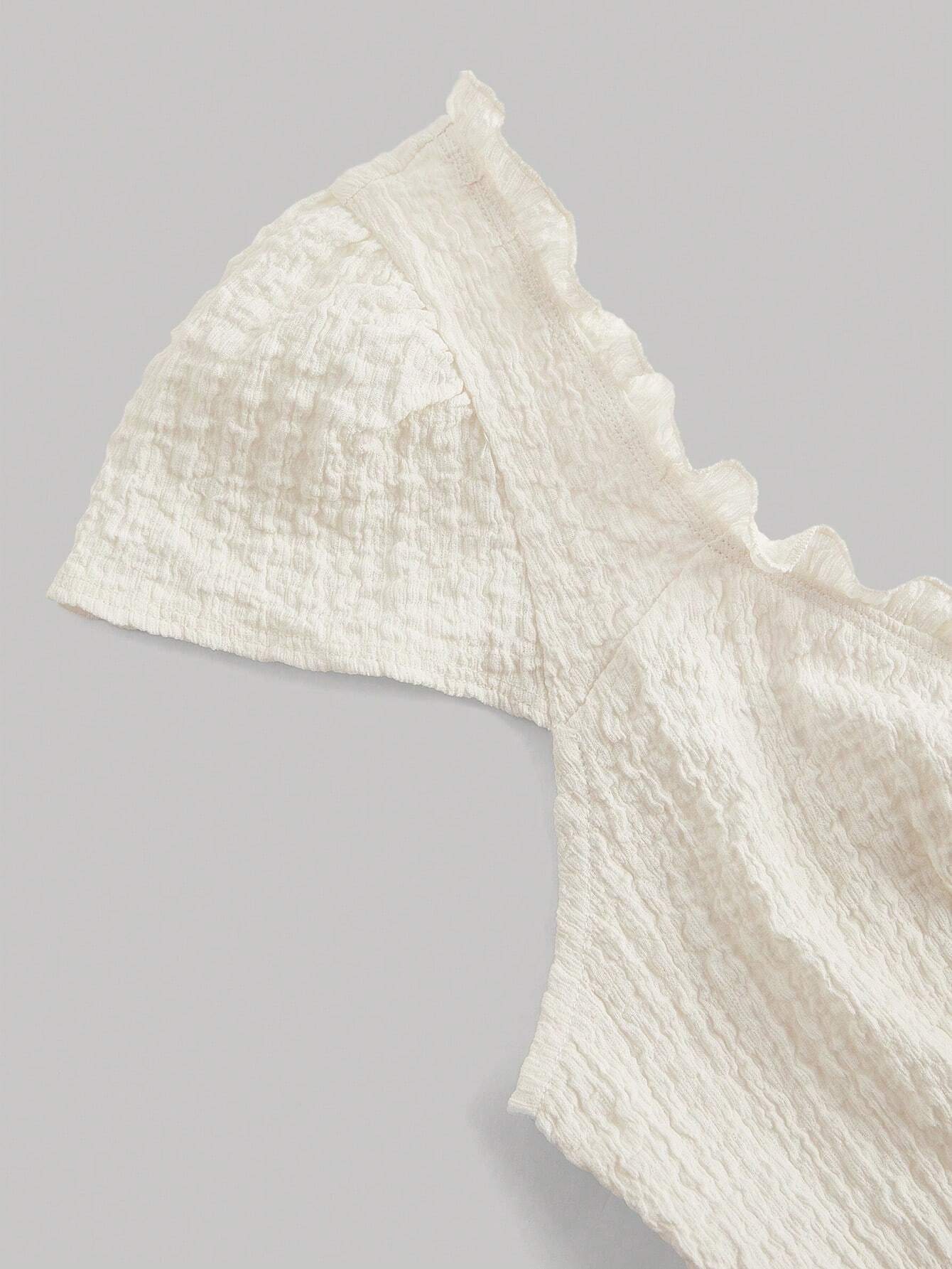 SHEIN MOD Textured Tie Front Doll Top