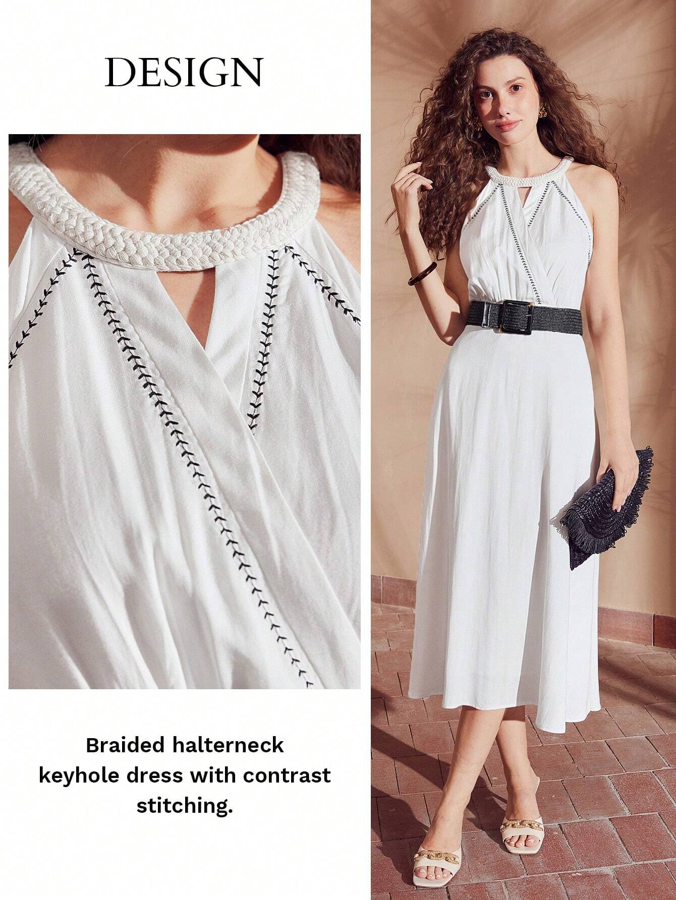 SHEIN MOTF Linen Halter Dress