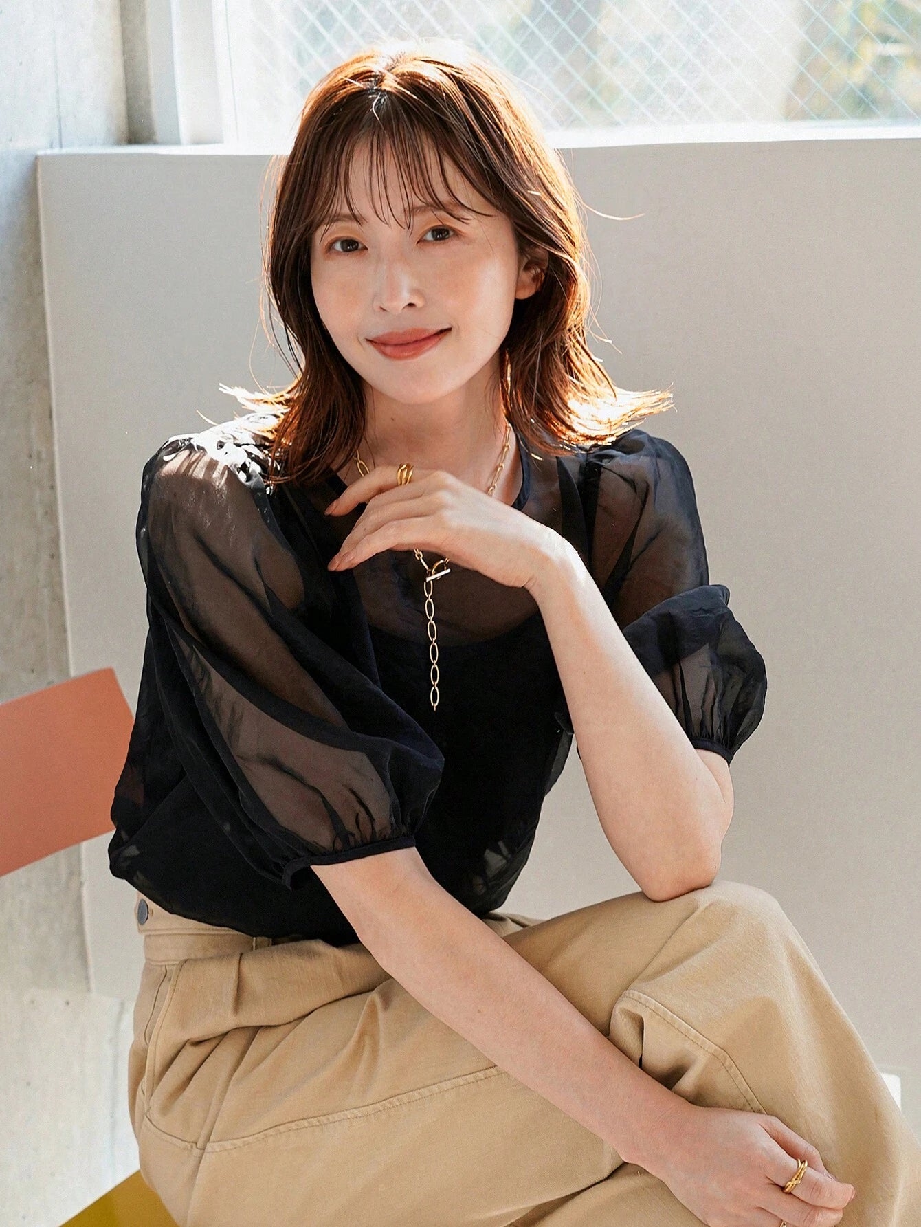 SHEIN FRIFUL Mesh Puff Sleeve Top