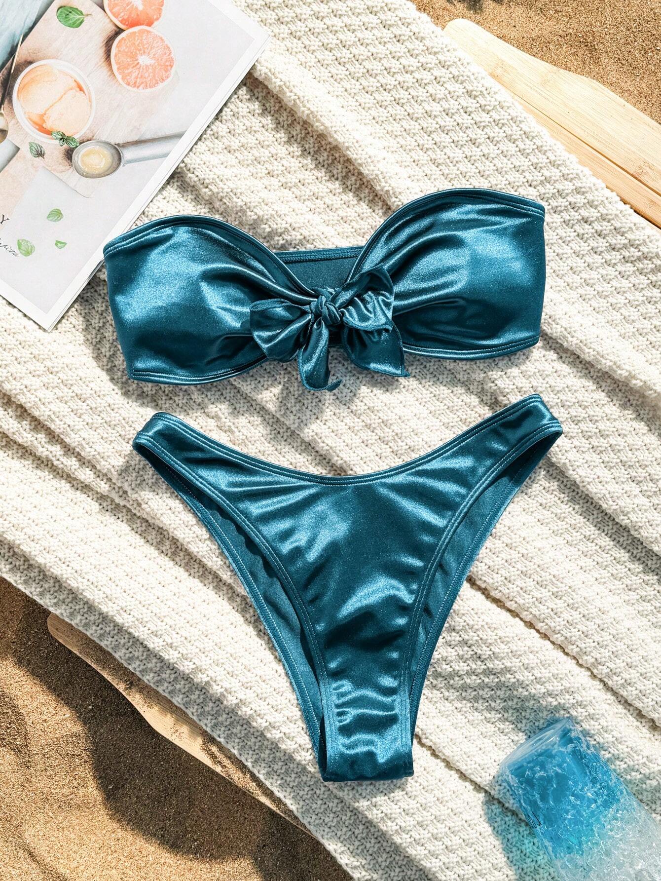 SHEIN Beach Bow Bandeau Bikini Set
