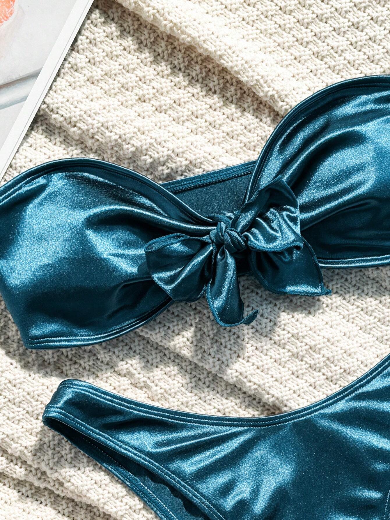 SHEIN Beach Bow Bandeau Bikini Set