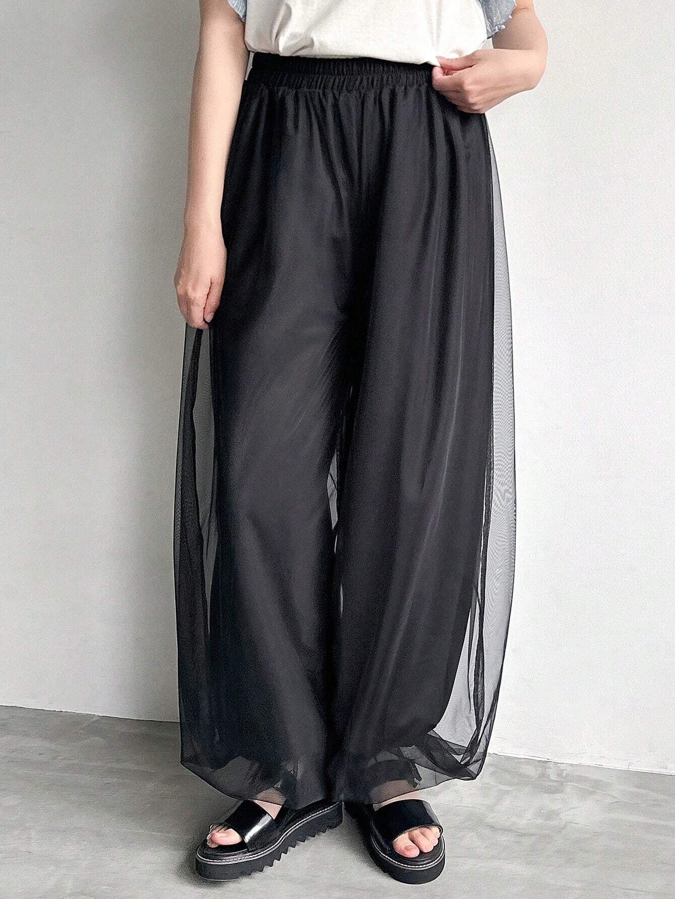 SHEIN FRIFUL Mesh Overlay Pants