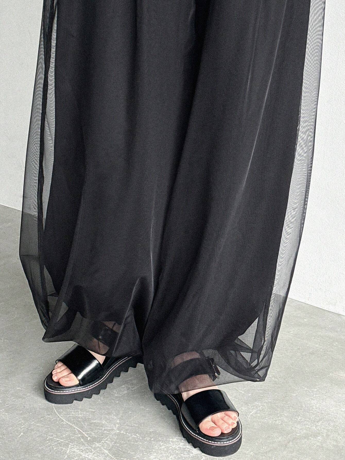 SHEIN FRIFUL Mesh Overlay Pants
