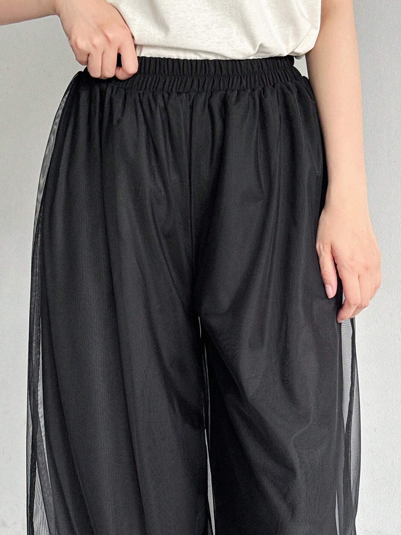 SHEIN FRIFUL Mesh Overlay Pants