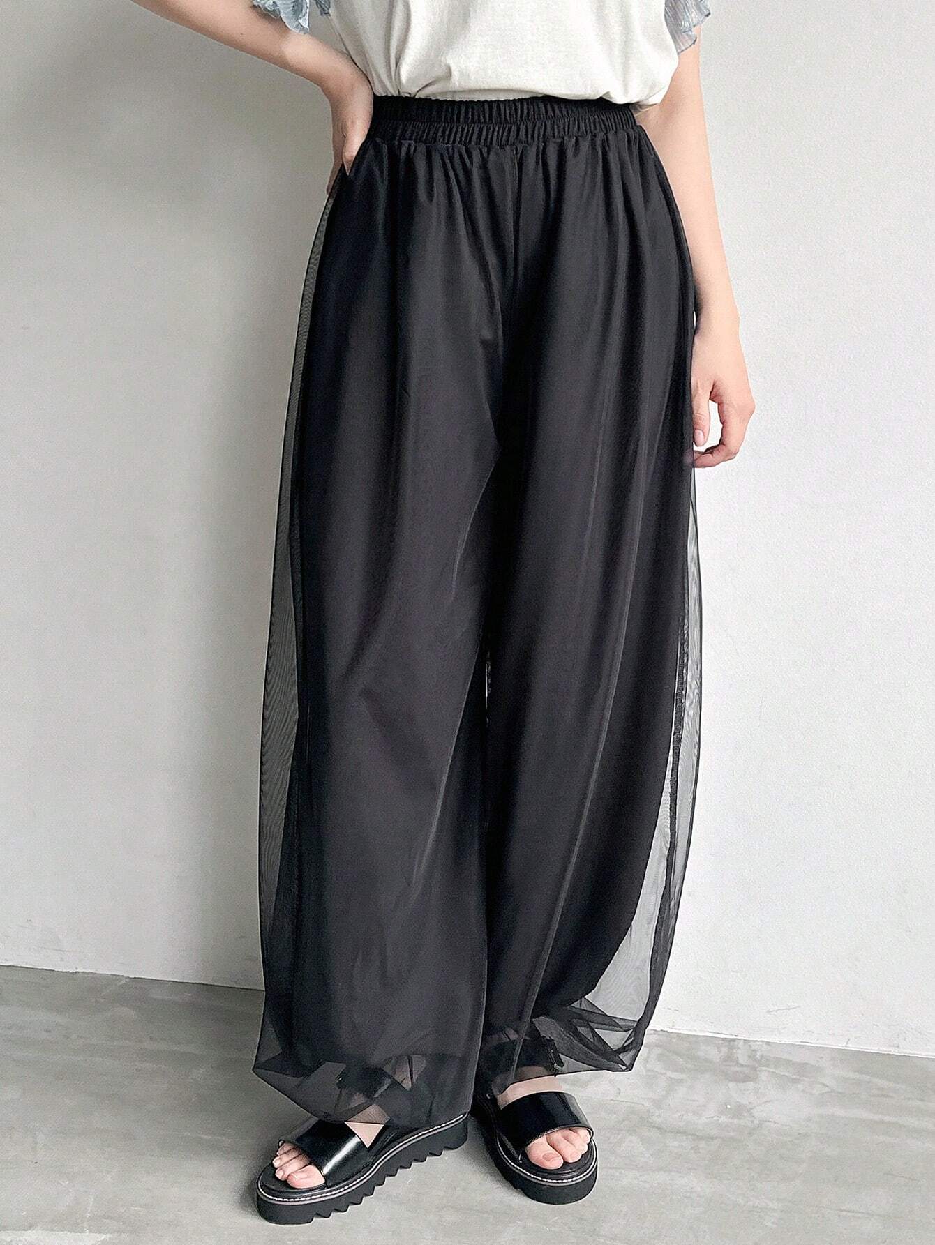 SHEIN FRIFUL Mesh Overlay Pants