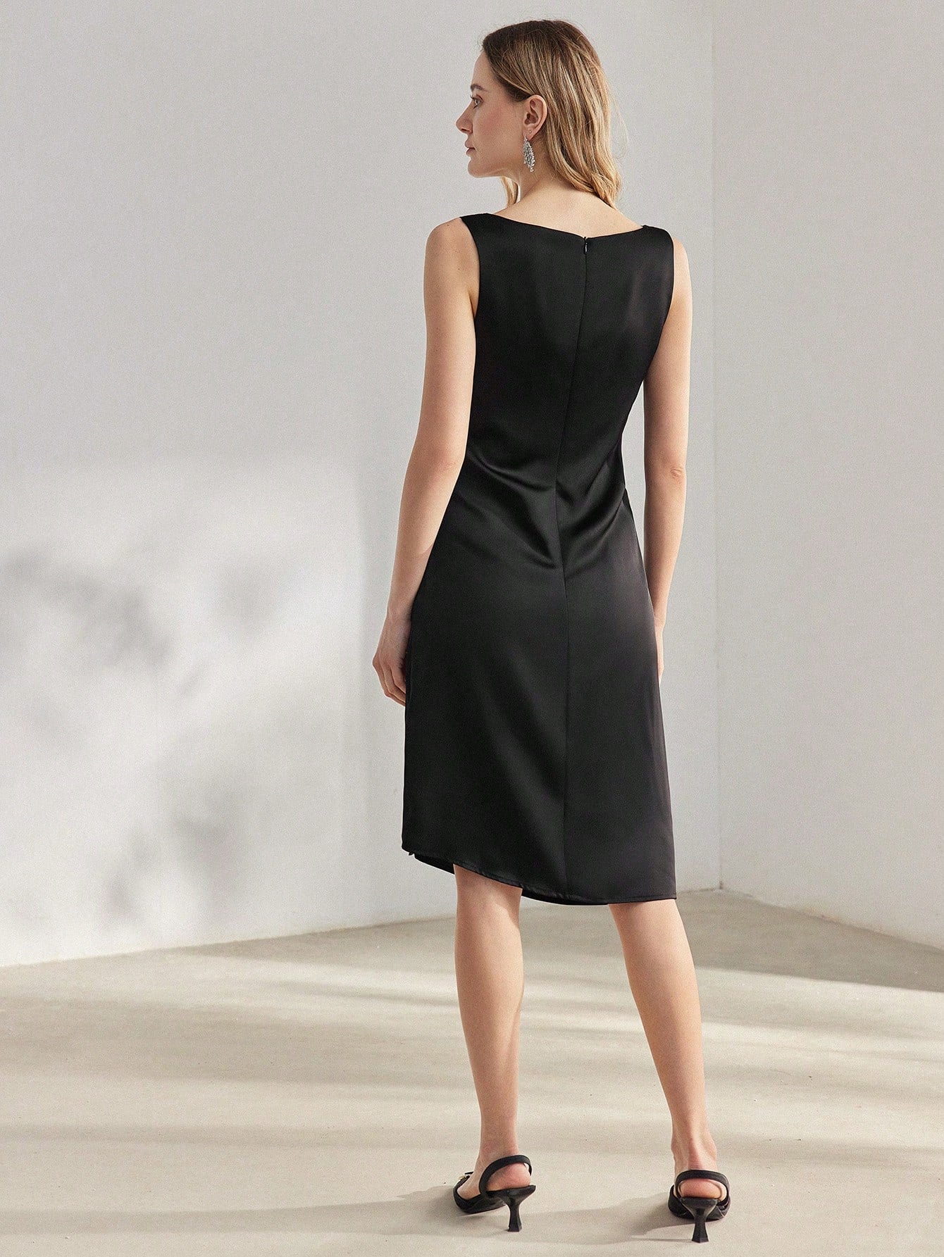 SHEIN MOTF Premium Asymmetrical Shoulder Midi Dress